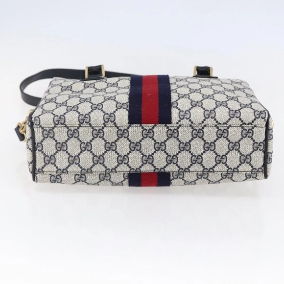 GUCCI GG Supreme Sherry Line Shoulder Bag PVC 2way Navy Gold 010 378 Auth 145988 - Picture 7 of 16